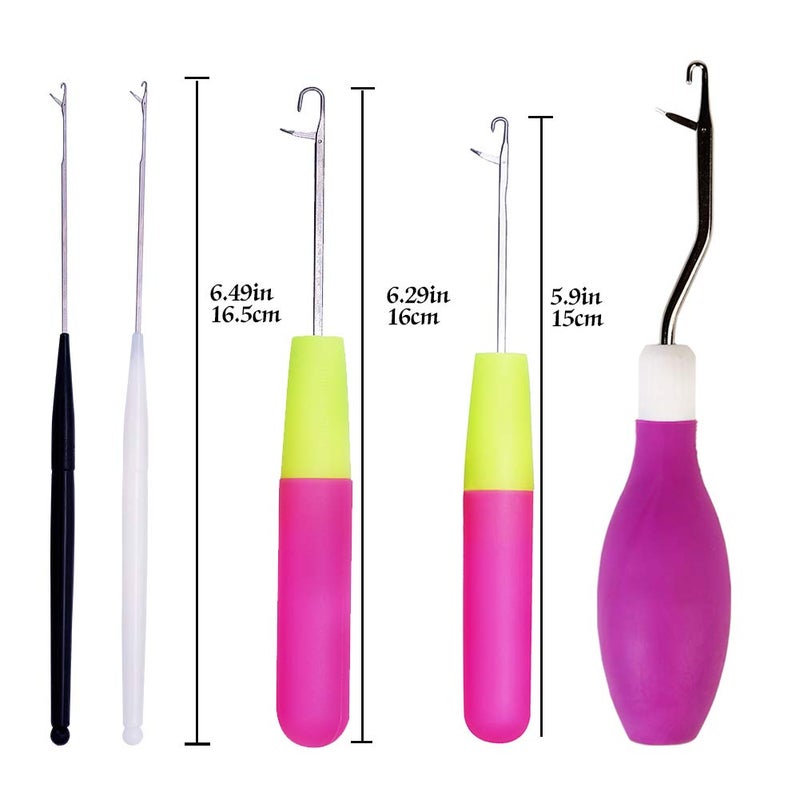 ZMAAGG 5 Pieces Different Size Latch Hook Set  Latch Hook Crochet Needle  Crochet Hook with Latch  Dreadlocks Crochet Hook Set  Latch Hook Crochet Needle  Bent Latch Hook for Carpet Making - Image 2
